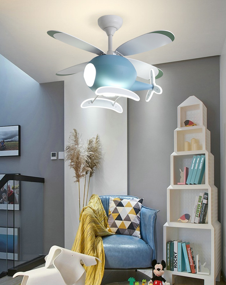 Kids' Helicopter Ceiling Fan Light for Nursery & Bedroom - Cool Breeze & Night Light for Baby & Toddler Rooms