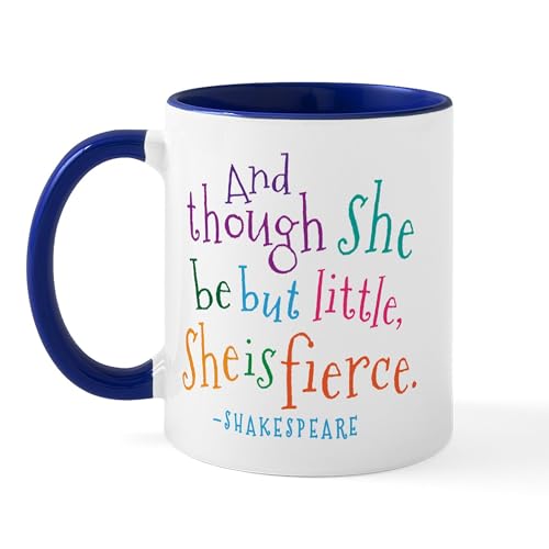 White/Navy Inside - Shakespeare She Is Fierce Quote Mugs