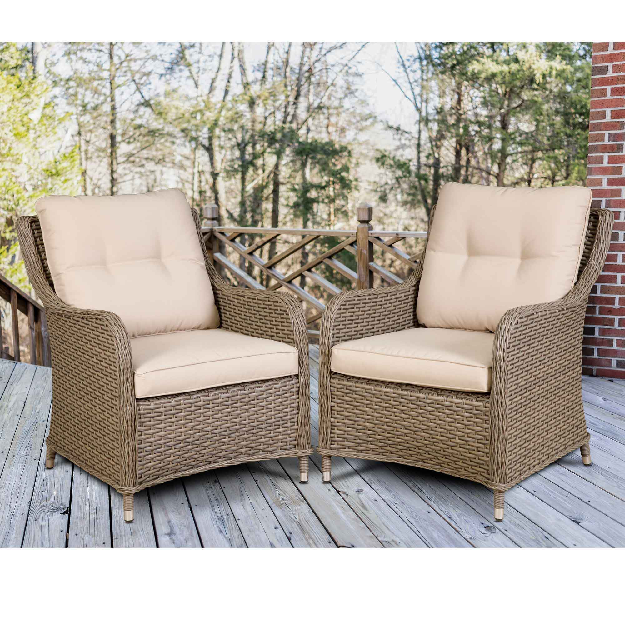 Premium Chester Rattan Wicker Outdoor Lounge Chairs with Cushions - Weather-Resistant Brown Patio Furniture for Poolside, Garden & Backyard Relaxation