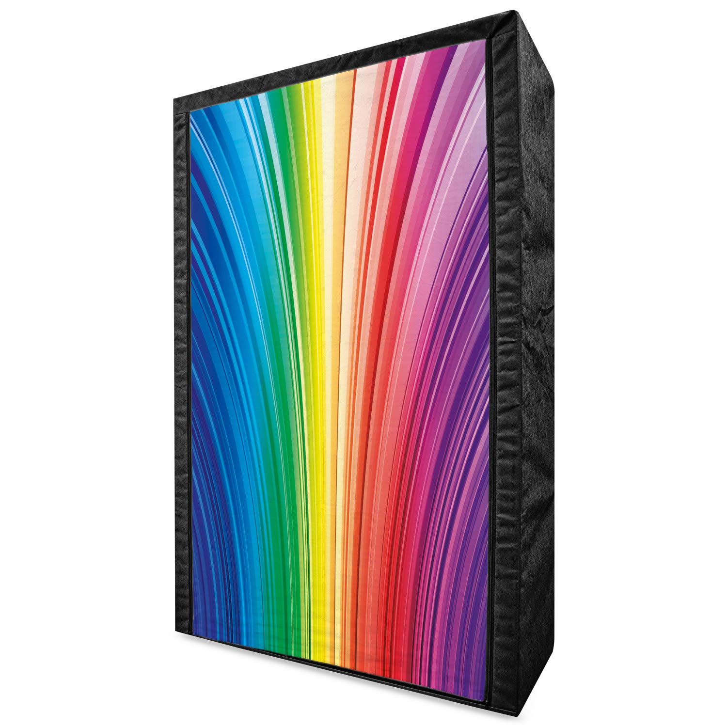 Ambesonne Colorful Portable Fabric Wardrobe - Abstract Psychedelic Stripes Modern Art Print, 42.5
