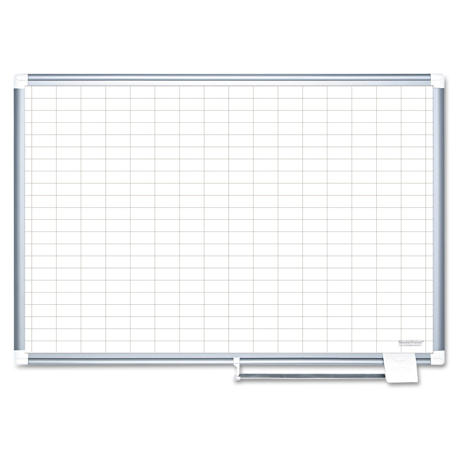 MasterVision MA0592830 Grid Planning Board - 1x2-Inch Grid, 48x36 Inches, White/Silver - Perfect for Architects, Engineers & DIY Projects - Wall-Mounted Design & Project Planning Tool