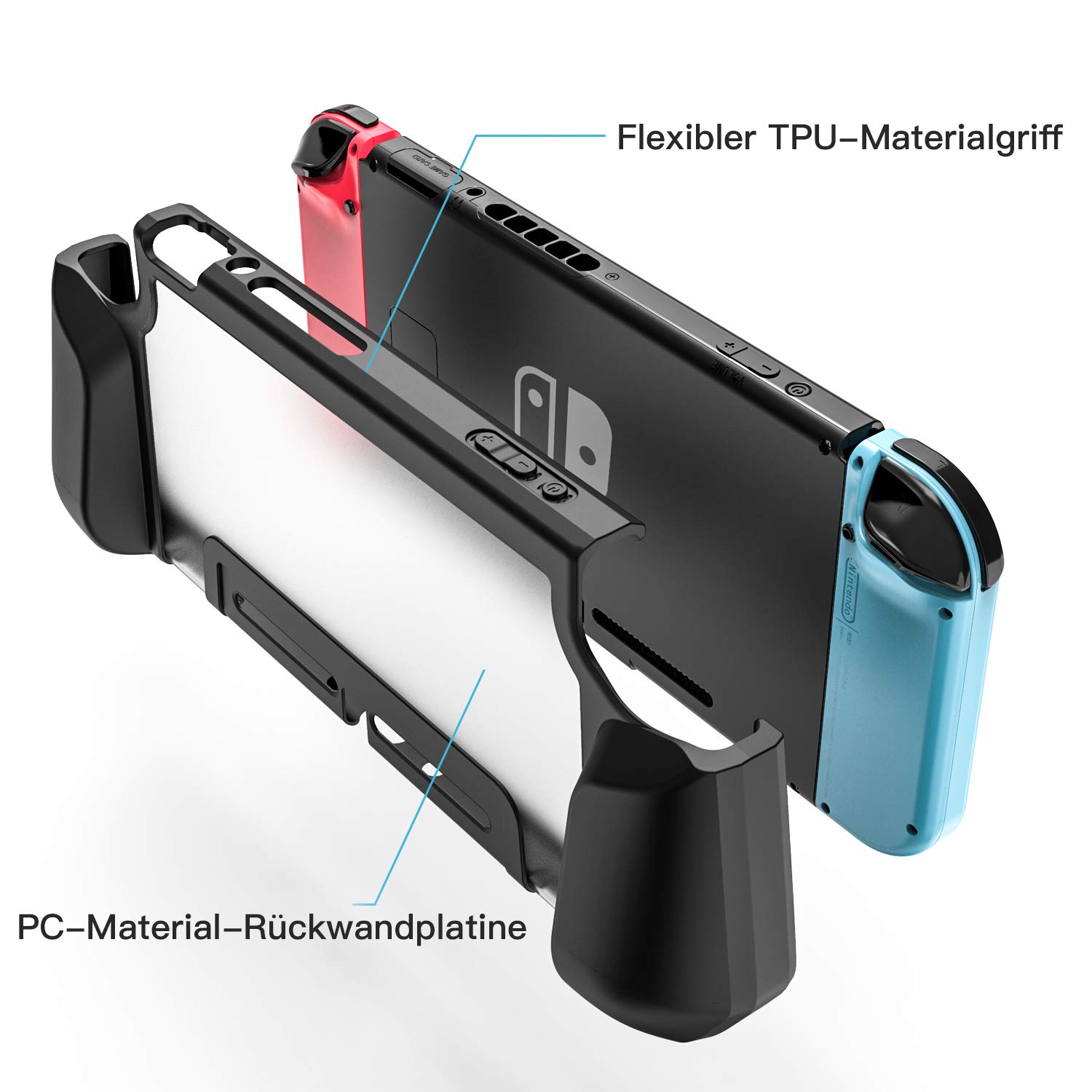 PZOZ Dockable Protective Case for Nintendo Switch (Not Compatible with OLED Version) - Ultra-Thin TPU & PC Cover with Ergonomic Design - Perfect for Gaming, Travel, and Home Entertainment (Switch/Black)