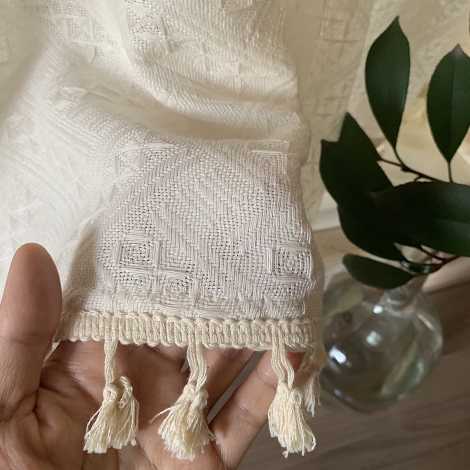 Half Small Short Curtains Valance - Cotton Linen Cafe Kitchen Window Curtains for Coffee Shop & Bistro - Nordic Style Simple Design (100x200cm) - Perfect for Small Windows, Breakfast Nooks & Cozy Dining Areas