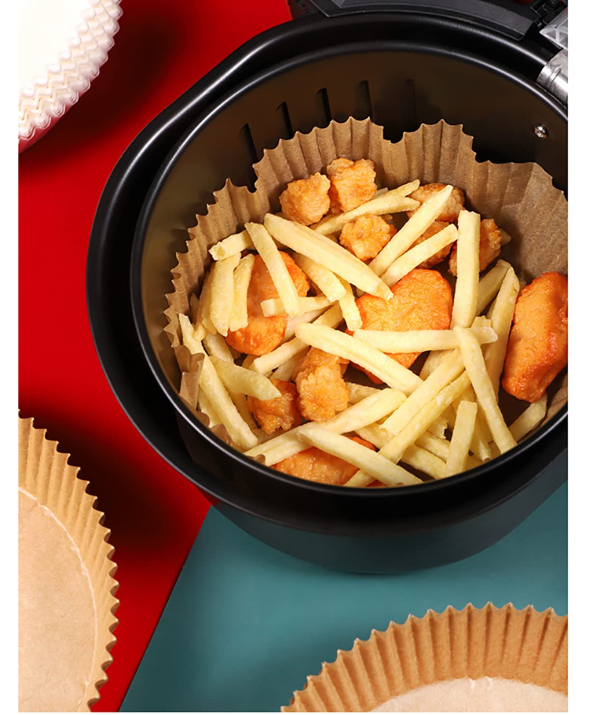 1000PCS Disposable Air Fryer Liners - Non-Stick, Oil Absorbing, Unperforated Round Basket Paper for Baking, Roasting & Microwave - Perfect for Air Fryers, Toaster Ovens & Kitchen Cooking (White)
