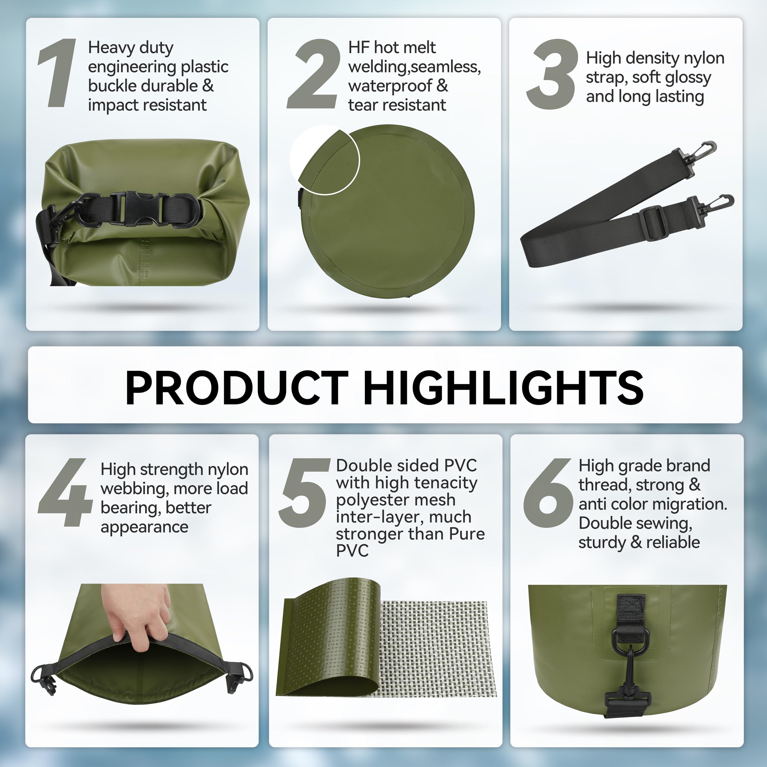 Waterproof Dry Bag Backpack 5L 10L 20L 30L 40L - Floating Roll Top Sack for Kayaking, Rafting, Boating, Swimming, Camping, Hiking, Beach & Fishing - Keep Gear Dry for Outdoor Adventures, Water Sports & Travel