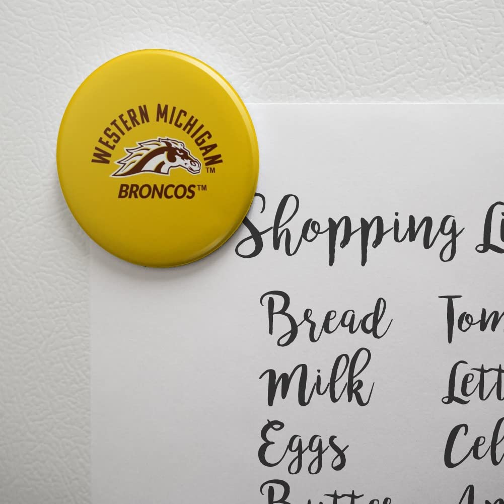 Western Michigan University Broncos Kitchen Refrigerator Magnet - Decorative Fridge Locker Button for College Dorm, Office & Game Day Decor - Show Your Team Spirit with WMU Broncos Memorabilia