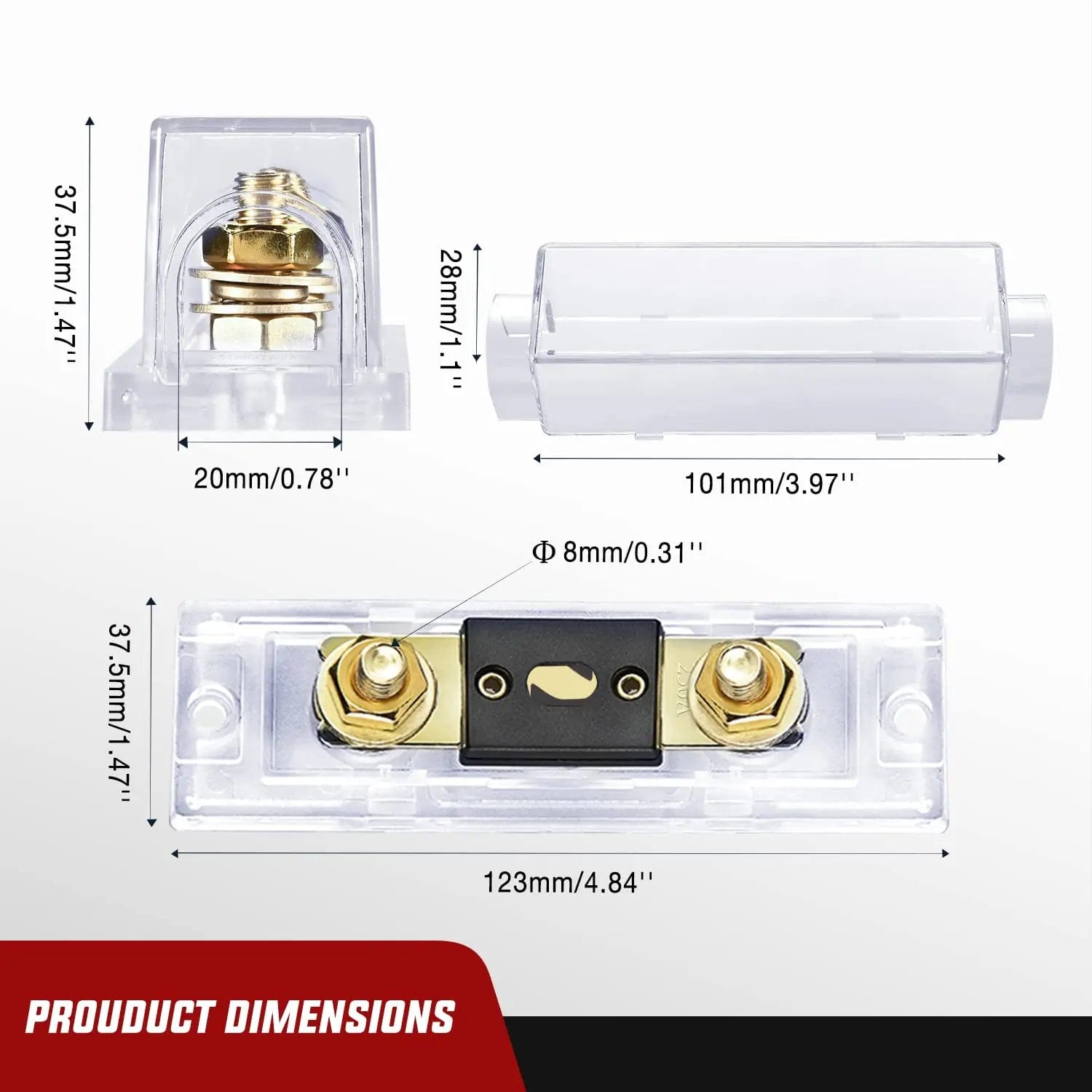 250A ANL Fuse with ANL Fuse Holder - High Amp Car Audio Fuse Block for Marine, RV & Off-Road Vehicles - Perfect for Stereo Systems, Amplifiers & Electrical Circuits