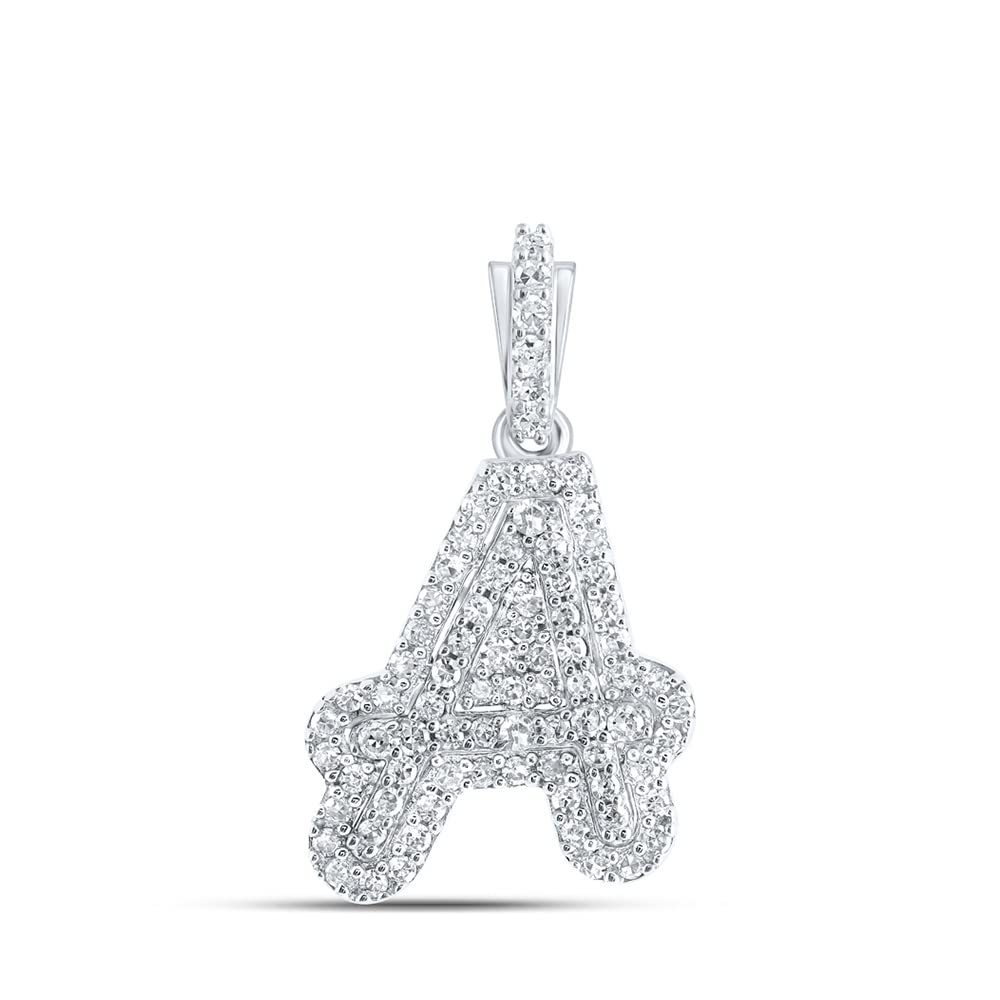 10K White Gold Women's Round Diamond Initial 