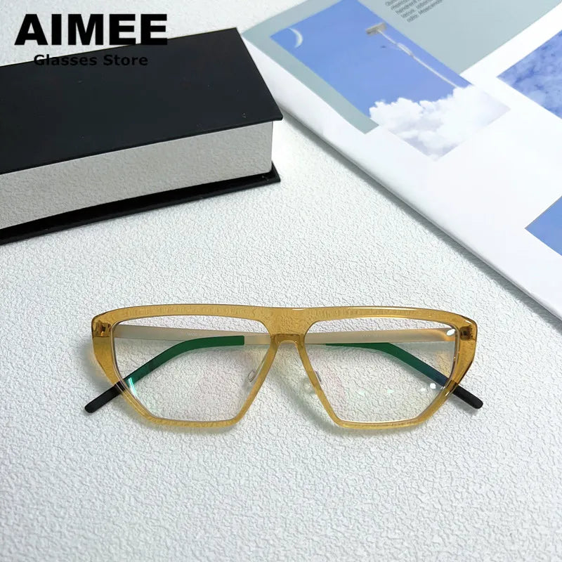 Aimee Unisex Full Rim Square Titanium Eyeglasses Frame - Lightweight Durable Eyewear for Men & Women - Perfect for Work, Reading & Fashion Accessories (Model 1181)