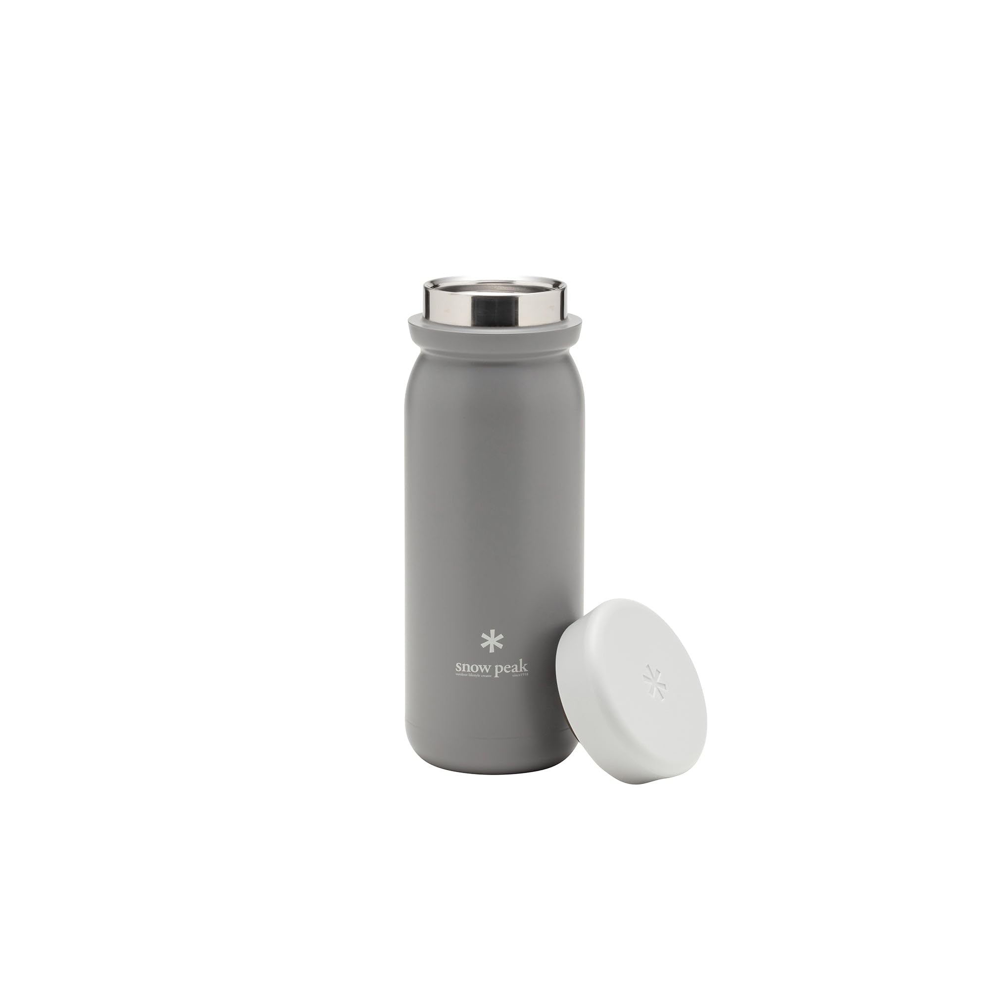 Snow Peak 500ml Ash Color Milk Bottle - Durable & Lightweight Camping Drinkware for Outdoor Adventures, Hiking, and Travel