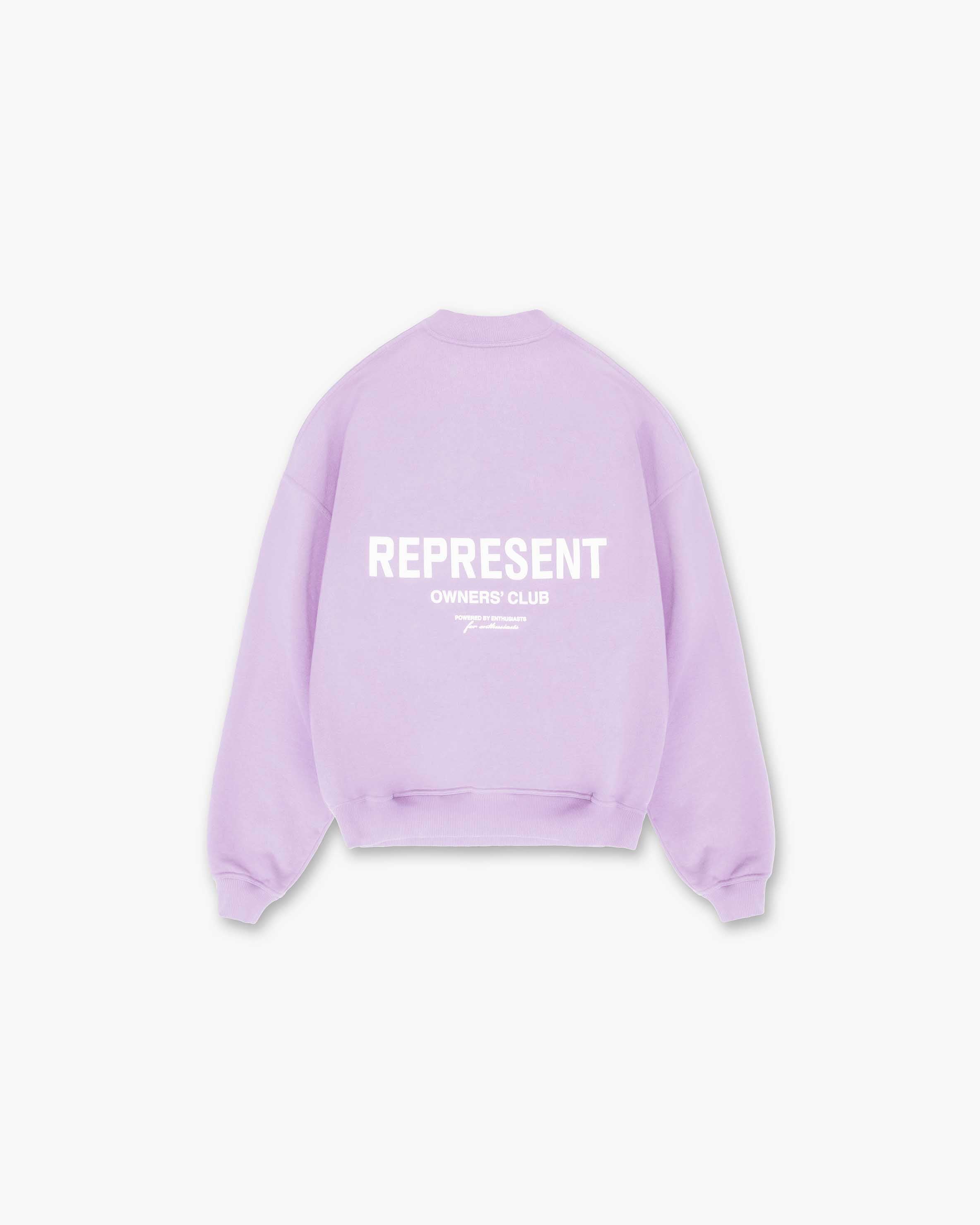 Represent Owners Club Sweater - Pastel Lilac | Vintage Inspired Knit Pullover | Casual Streetwear & Cozy Loungewear for Men & Women