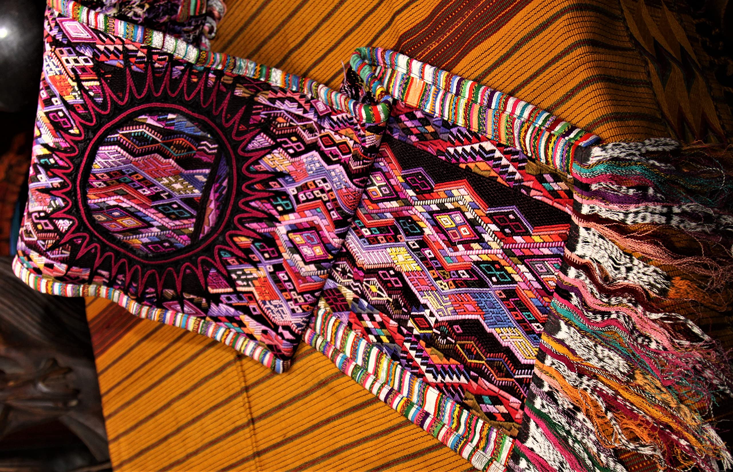 Vibrant Guatemalan Huipile Table Runner - Handwoven Cotton Textile for Dining Table Decor, Boho Home Accent, and Cultural Gift Idea