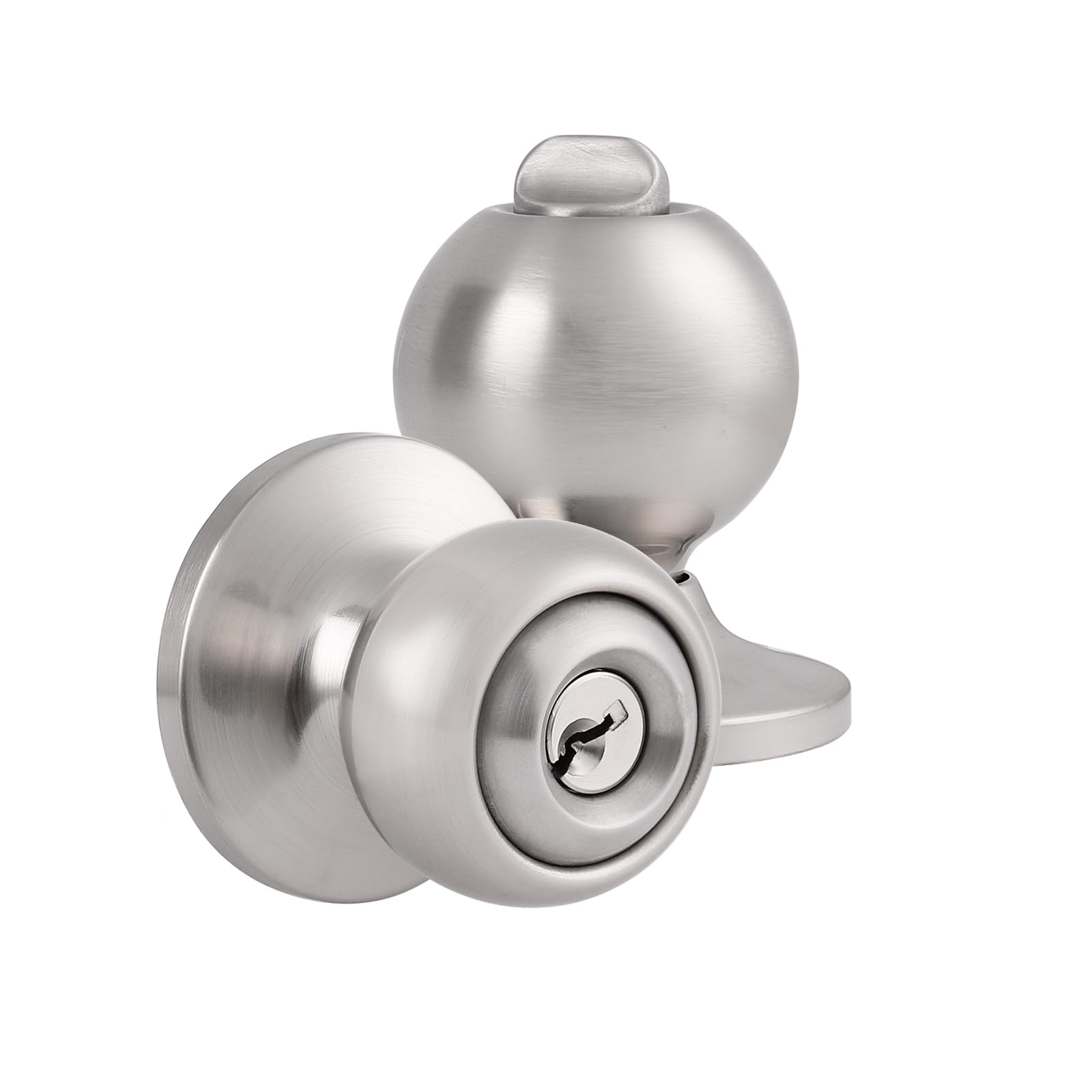 **Brushed Nickel Exterior Door Lock with Key - Secure Front Entrance Door Knob Lockset (1 Pack) - Ideal for Homes, Apartments & Offices**