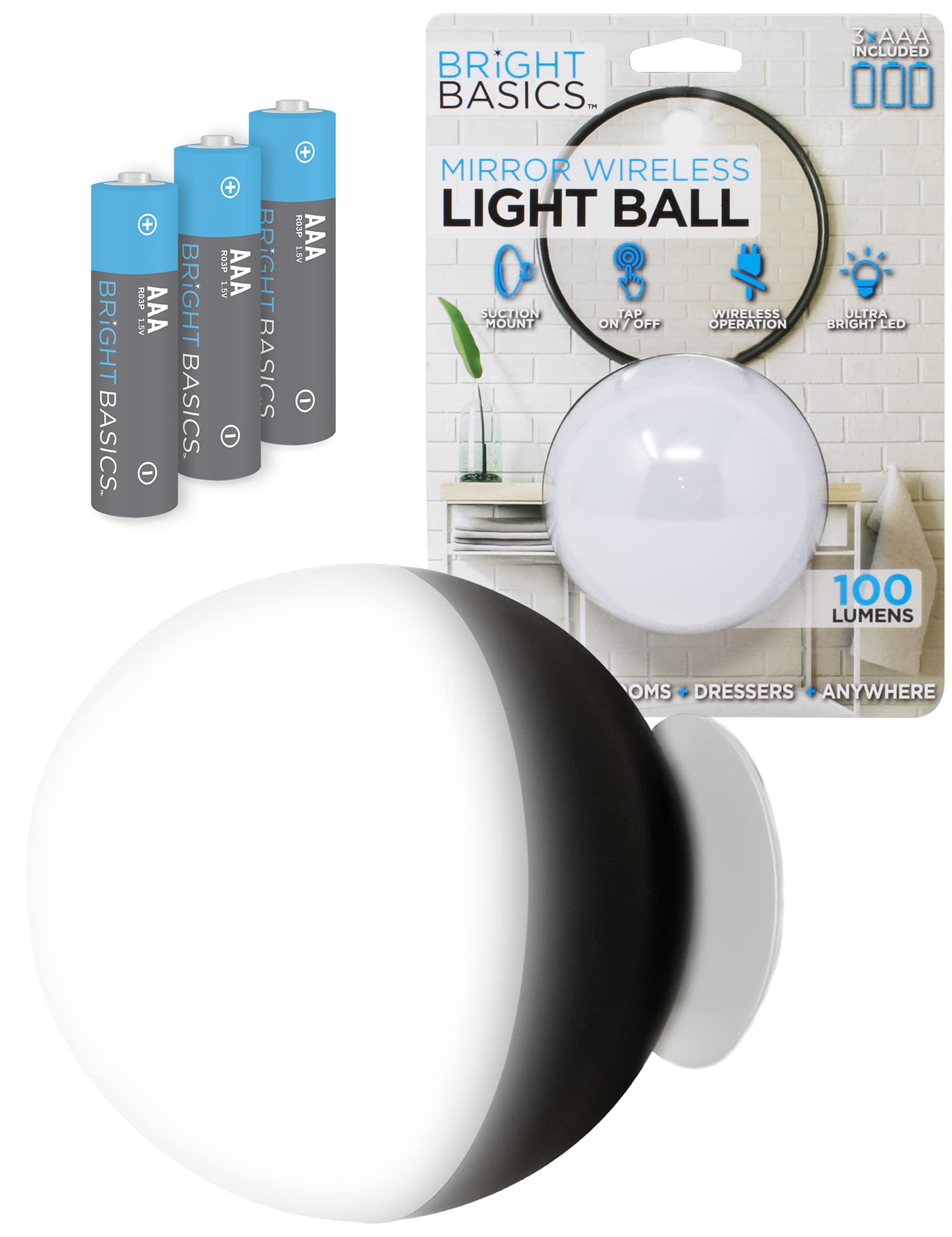 Bright Basics Ultra Bright LED Vanity Light - Portable Wireless Ball Lamp Mirror Lights for Makeup, Selfies & Travel - Perfect for Home, Salon & On-the-Go Beauty