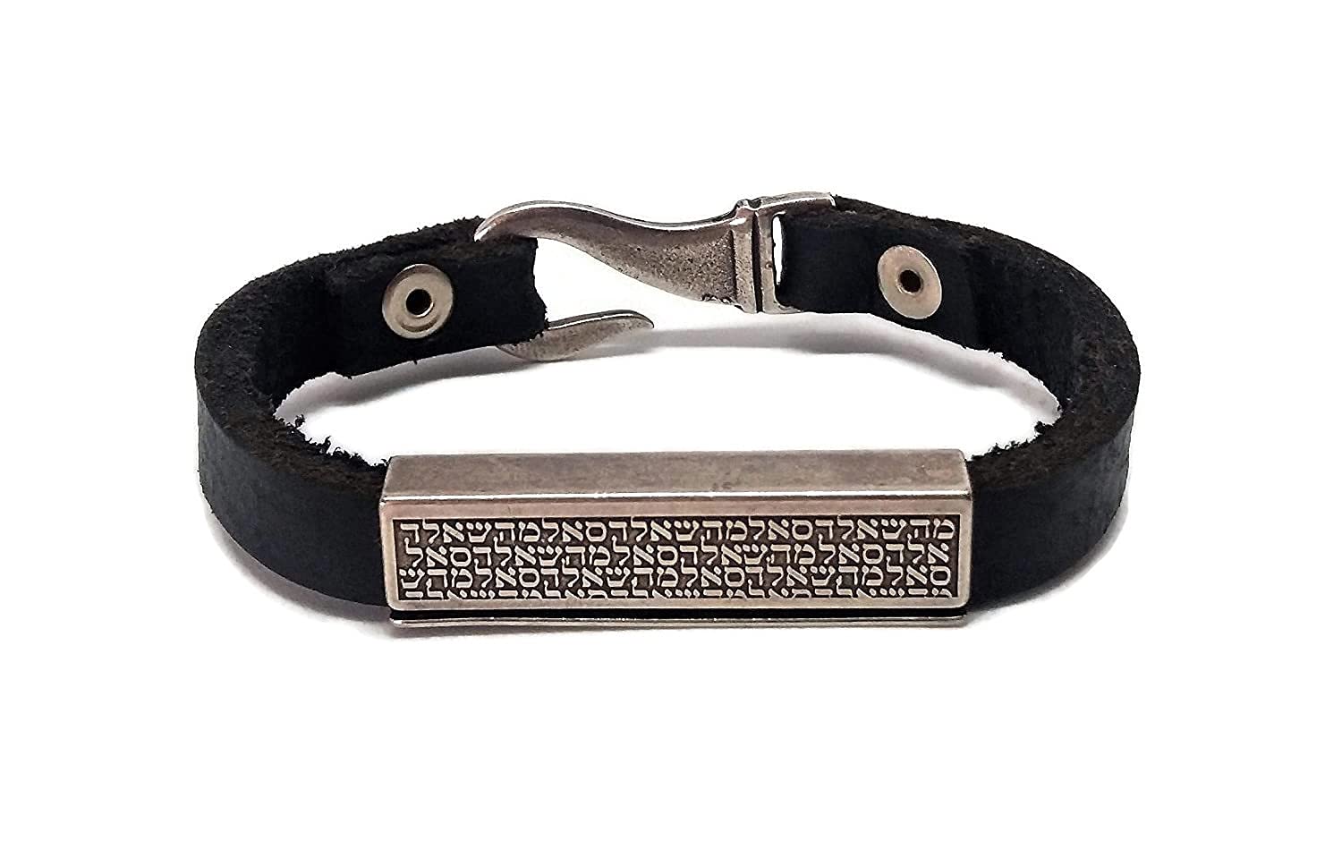 Handmade Kabbalah 72 Names of God Leather Bracelet - Silver Plated Hebrew Spiritual Jewelry for Men & Women | Jewish Religious Gift for Bar Mitzvah, Wedding & Daily Wear