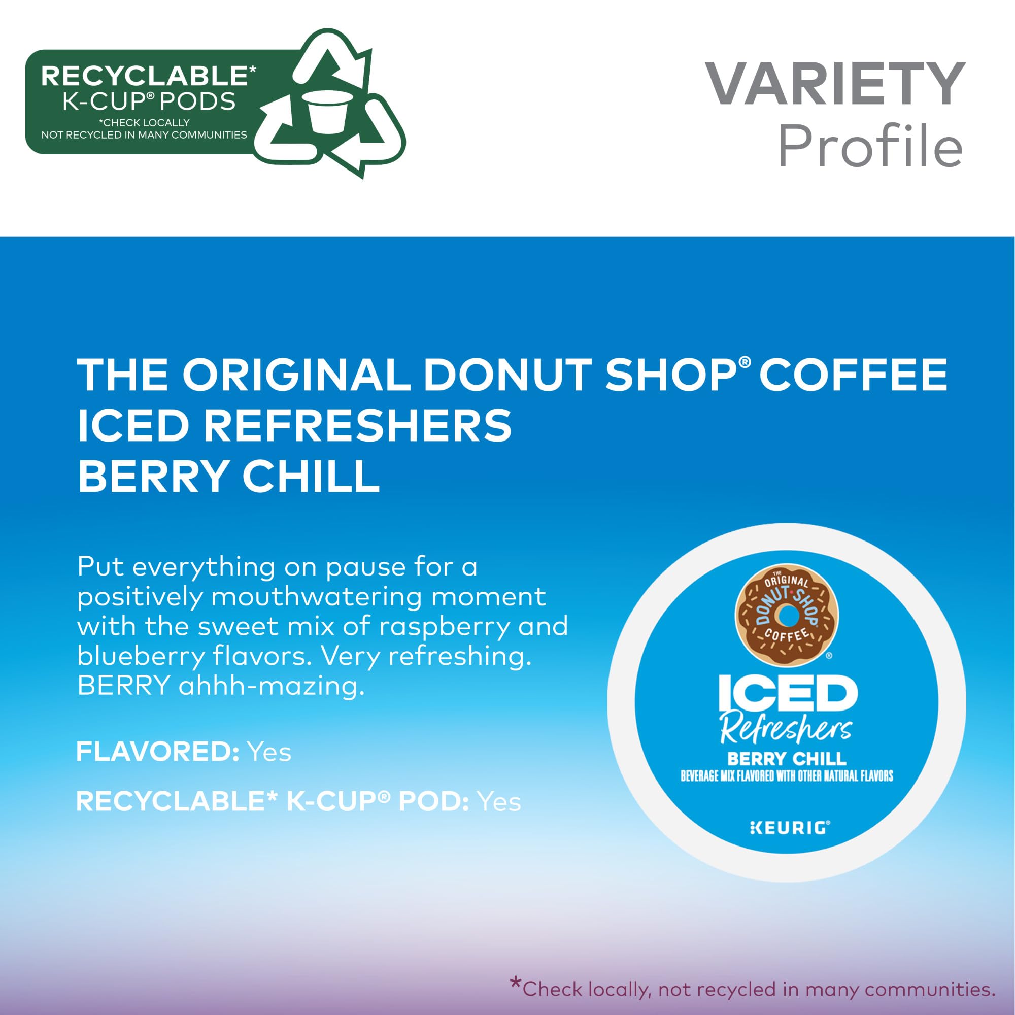 The Original Donut Shop Iced Refreshers Berry Chill - 20-Count Keurig K-Cup Pods for Brew Over Ice | Perfect for Summer Refreshment & Iced Coffee Lovers