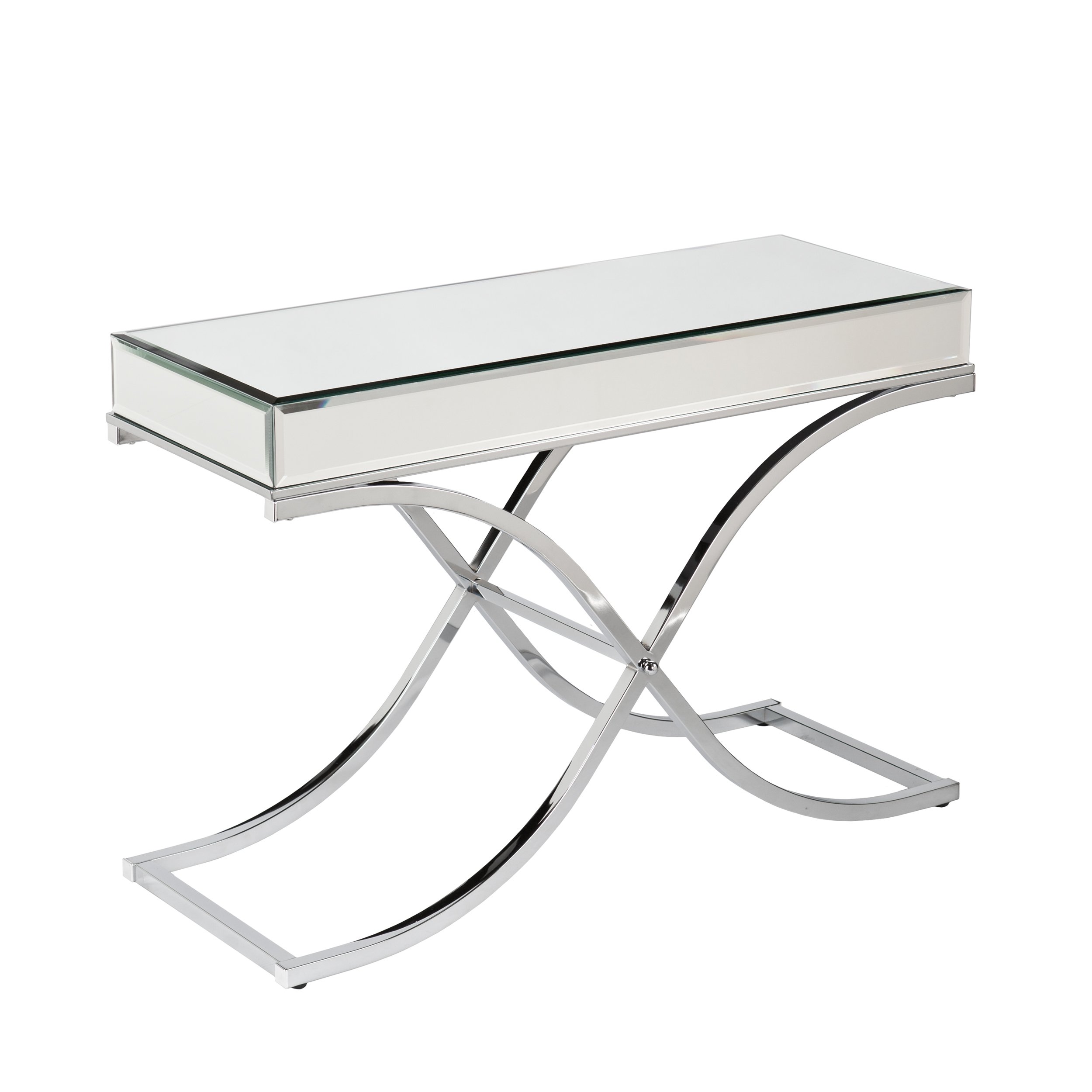 Ava Mirrored Console Table with Chrome Finish - Elegant Entryway Furniture for Living Room & Hallway Decor