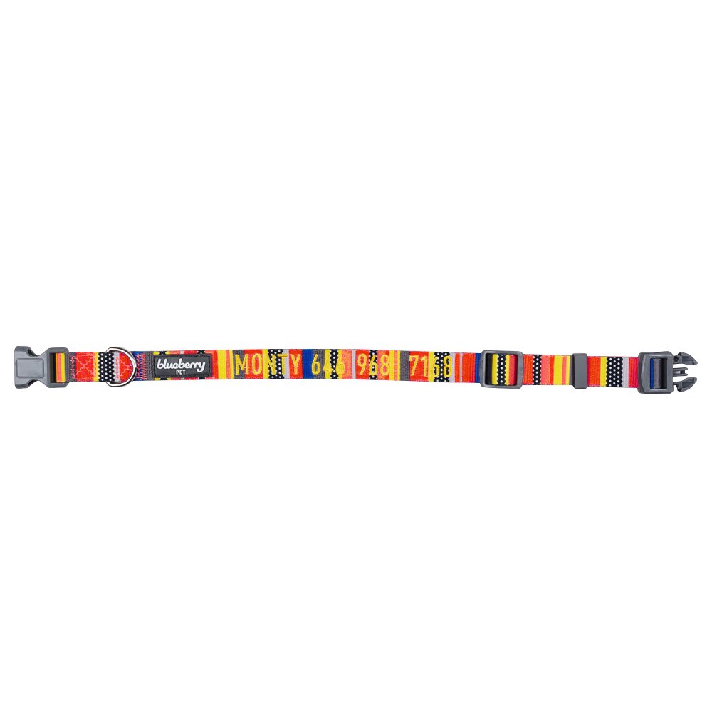 Personalized Dog Collar with Nautical Flags Design - Adjustable Medium Pet Collar Custom Embroidered with Dog Name & Phone Number | Durable Pet ID Collar for Daily Walks, Beach Trips & Outdoor Adventures