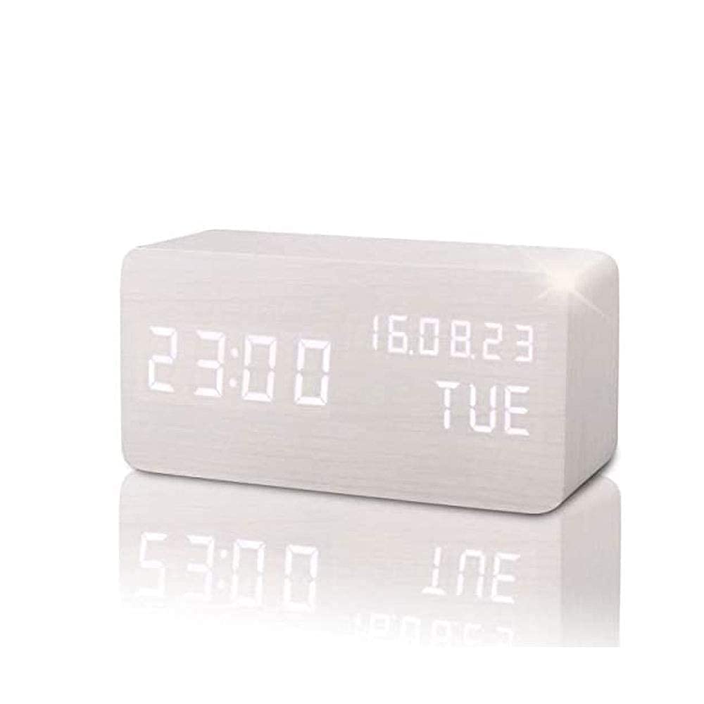 JINGLONGMY Digital Alarm Clock with LED Display - Dual Alarm, 3 Brightness Levels & Ringtones, 12/24H Format - Bedside Clock with Temperature Display, Snooze & Sound Sensor - Perfect for Bedroom, Office, Travel & Nightstand Use