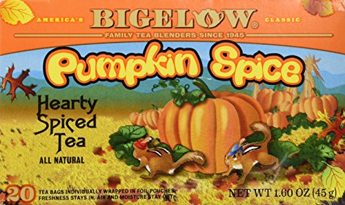 Bigelow Pumpkin Spice Black Tea Bags - 20 Count Box (Pack of 6) | Caffeinated Black Tea, 120 Tea Bags Total | Perfect for Fall, Holidays & Cozy Moments