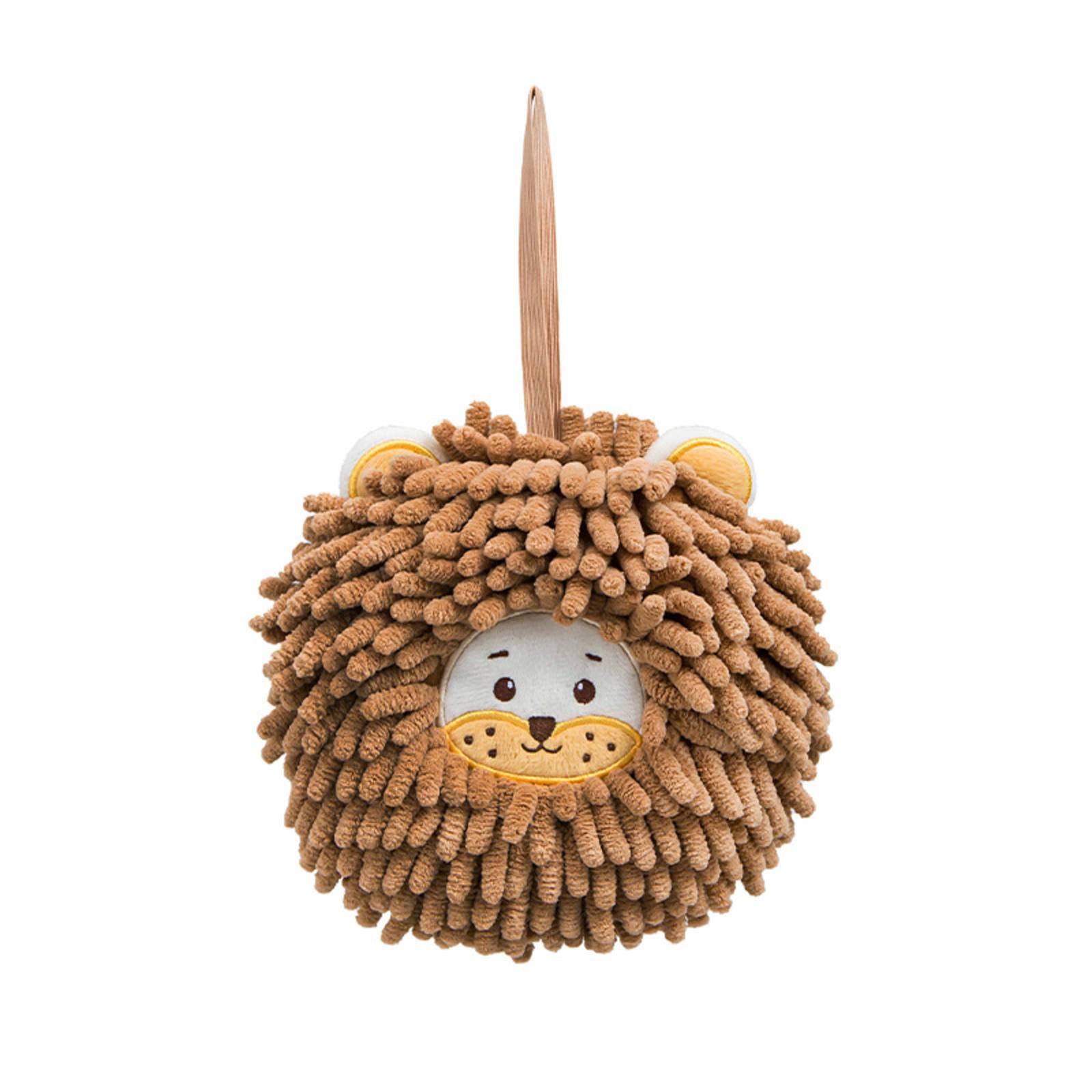 Cute Little Lion Hand Towel - Super Soft Chenille Hanging Towel for Bathroom & Kitchen | Absorbent Cartoon Shaped Rag Towel for Kids Room Decor