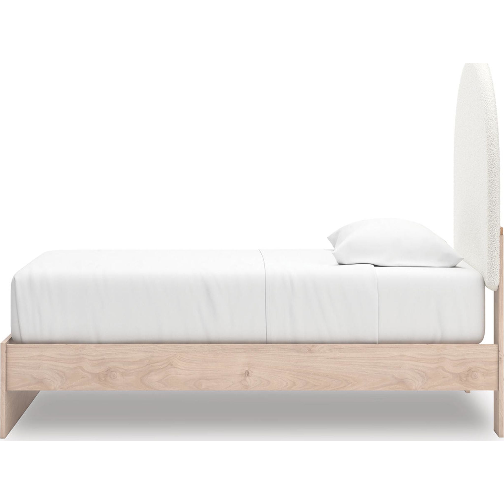 Arloster Modern Platform Bed Frame - Queen Size, Tan & White Wooden Slat Support - Perfect for Bedroom, Guest Room, or Studio Apartment