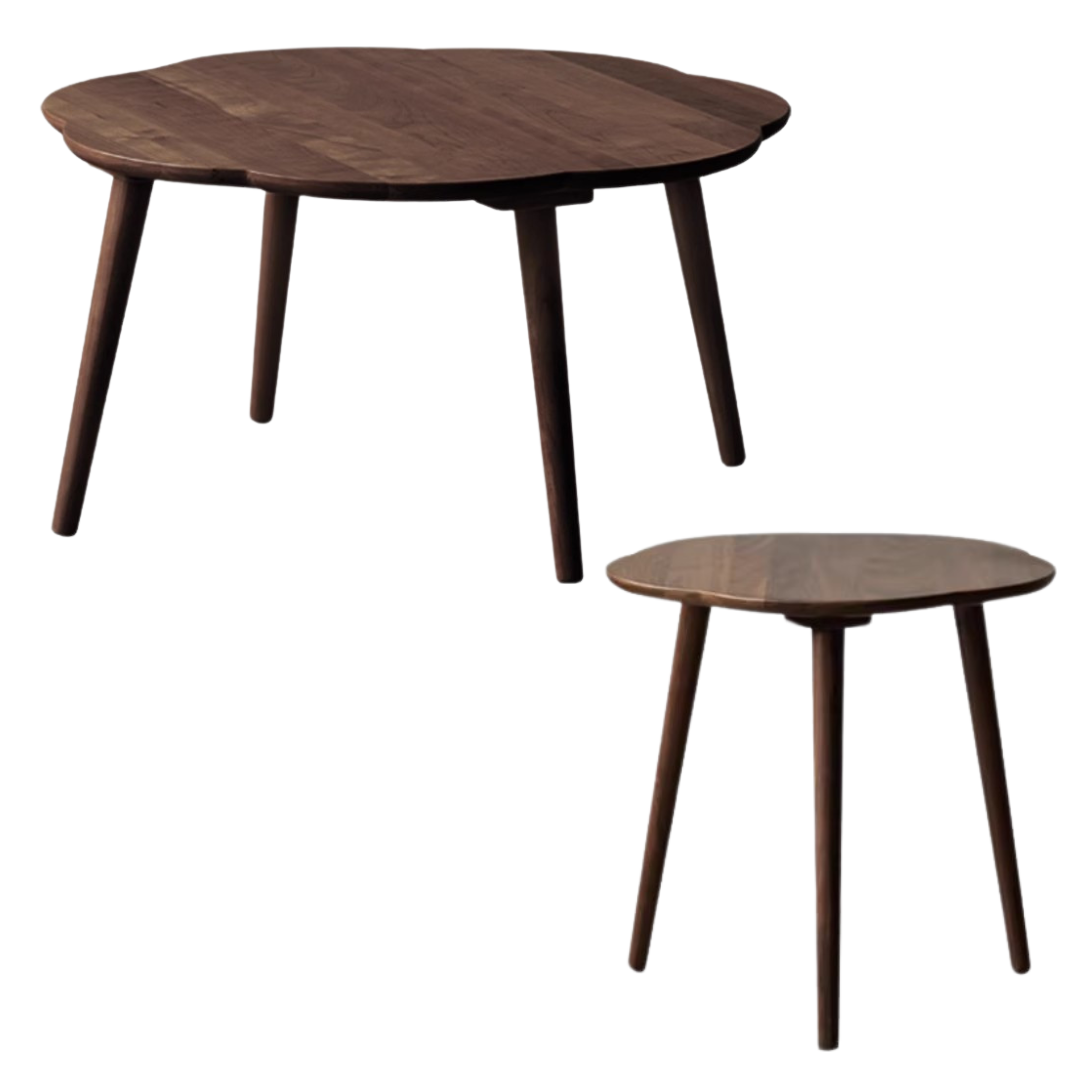 28x28x15 inch / 71.2x71.2x38сm + 20x20.4x19.7 inch / 50.8x51.8x50сm / Rich Dark Walnut color / Black Walnut Large Coffee Table+ Small Coffee Table