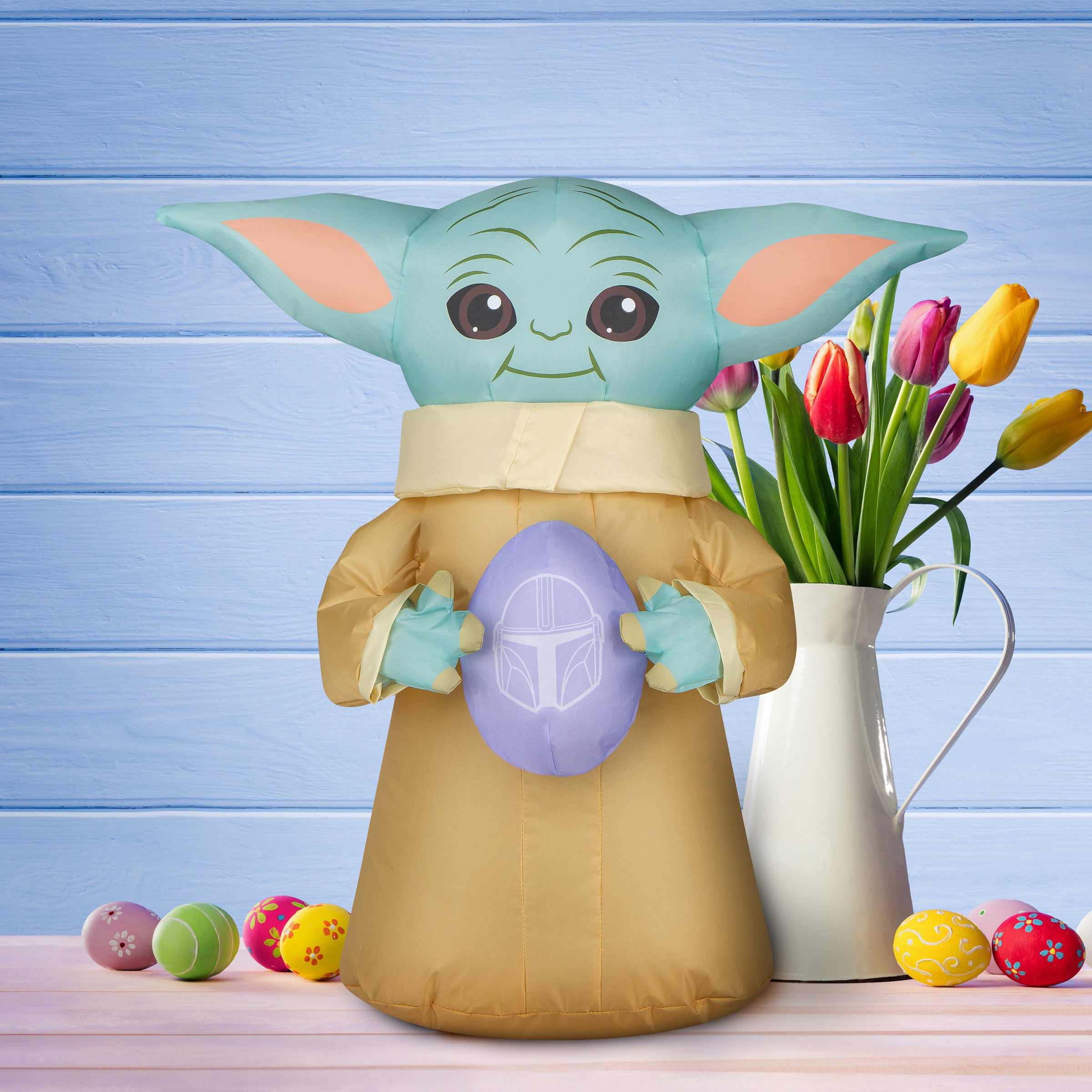 18 Inch Inflatable Baby Yoda Easter Decoration - Outdoor Yard Decor for Spring Holiday Party & Garden Display