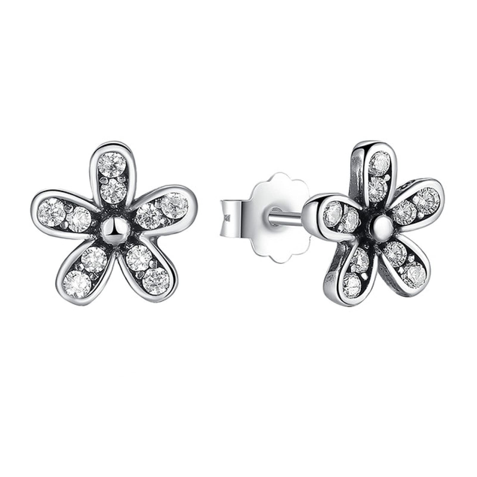 Dazzling Daisy Stud Earrings for Women - 925 Sterling Silver with Clear CZ Stones | Anniversary Jewelry Gift | Perfect for Weddings, Parties & Everyday Wear