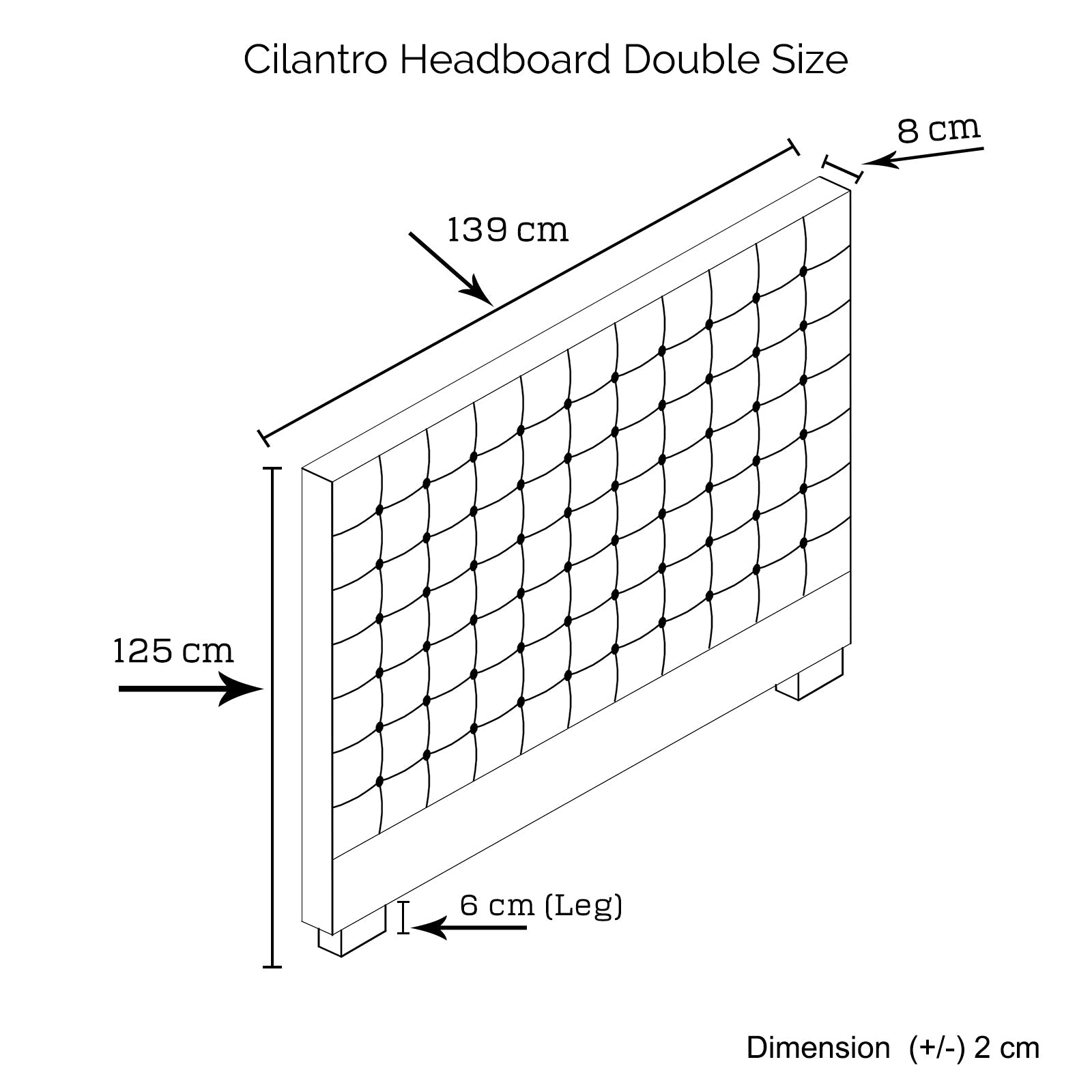 Double Size Cilantro Headboard in Beige - Modern Upholstered Bed Frame Headboard for Bedroom Decor, Master Bedroom or Guest Room Upgrade