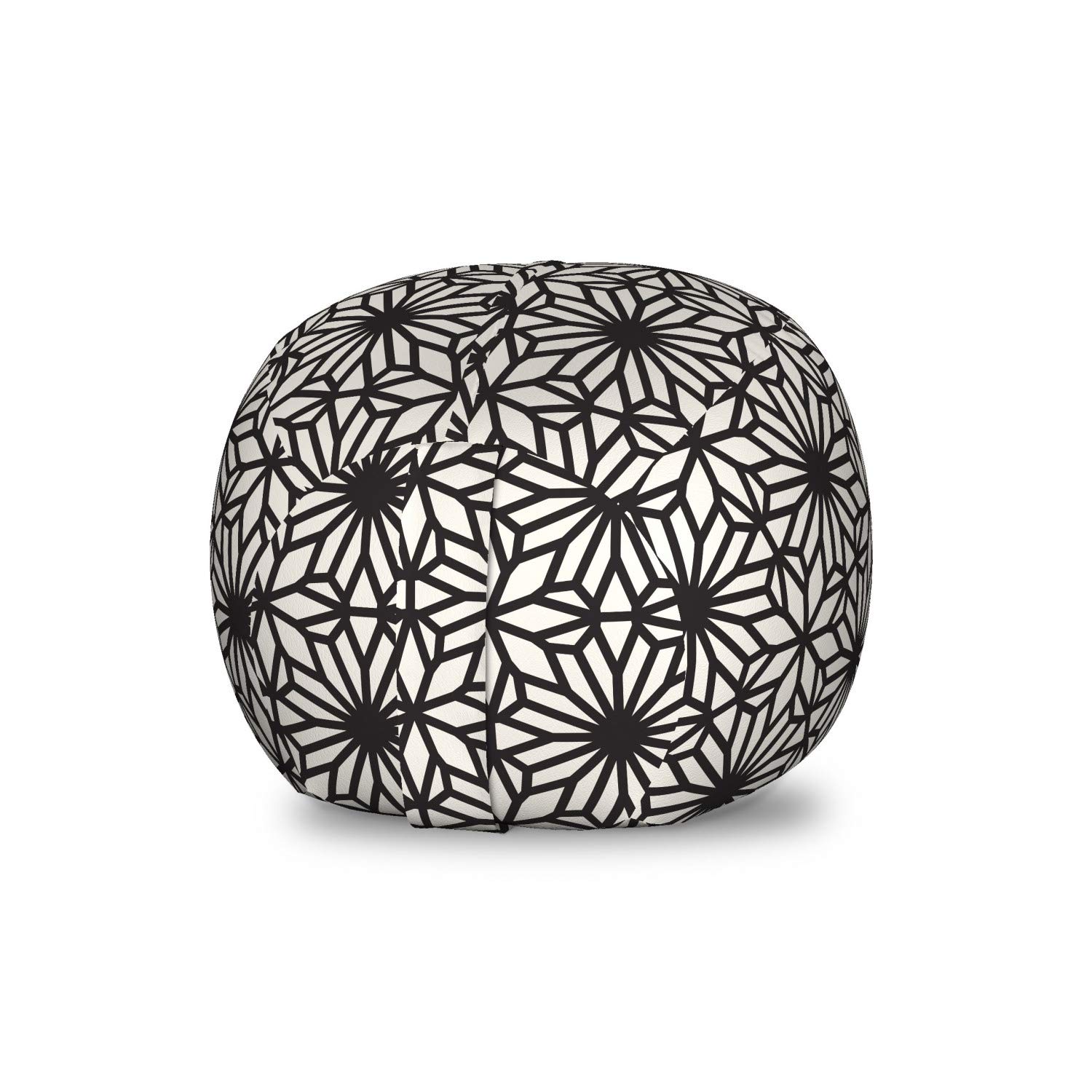 Ambesonne Ethnic Storage Toy Bag Chair - Moroccan Star & Mandala Geometric Design, Washable Stuffed Animal Organizer, Small Size Black & Off White - Perfect for Kids' Room, Nursery, or Playroom Organization