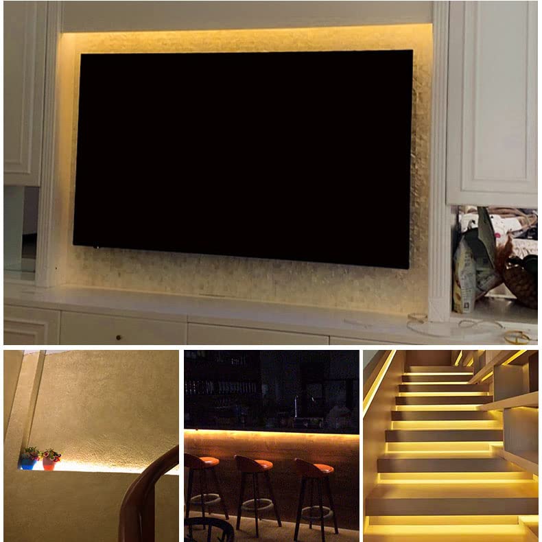 Battery Powered LED Under Cabinet Light Strip with Motion Sensor - 5V Waterproof Smart Night Light for Bed, Stairs, Wardrobe, Closet (2M, Warm White) - Perfect for Nighttime Safety & Home Decor