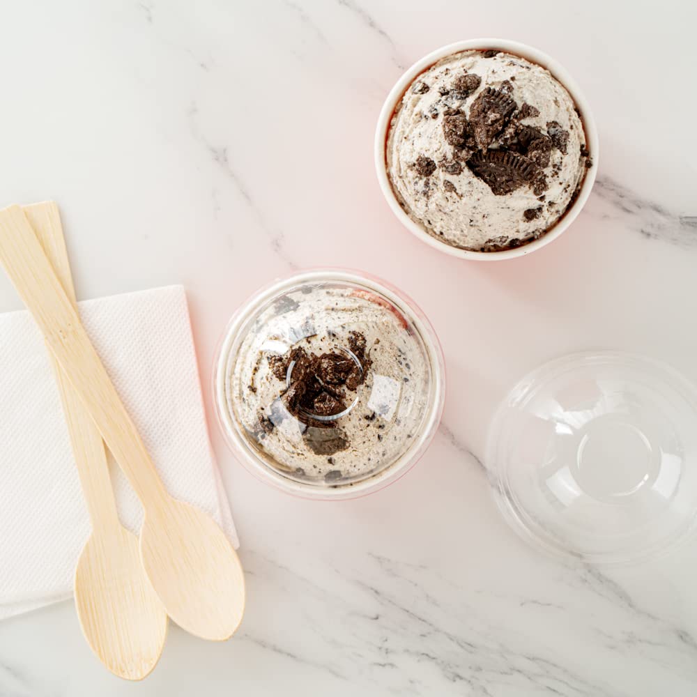 50 Pack Clear Plastic Dome Lids for 3oz Coppetta To-Go Cups | Disposable Dessert Cup Lids | Perfect for Ice Cream, Yogurt & Pudding Takeout | Restaurant & Bakery Supplies