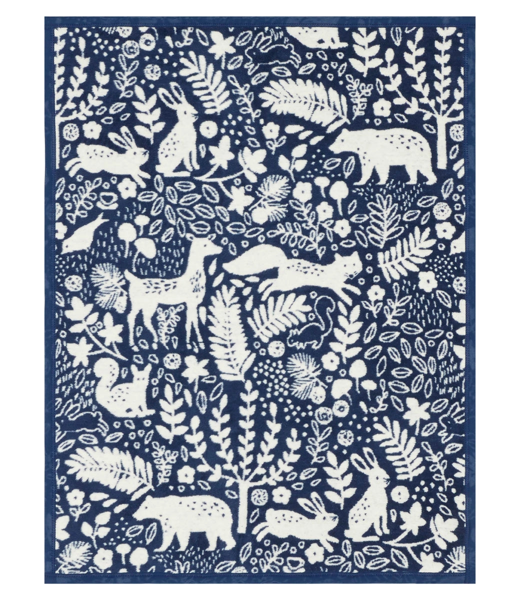 Whimsical Woods Navy Mini Blanket - Soft & Cozy Throw Blanket for Couch, Bed, Travel - Perfect for Home Decor, Gifts & Outdoor Adventures