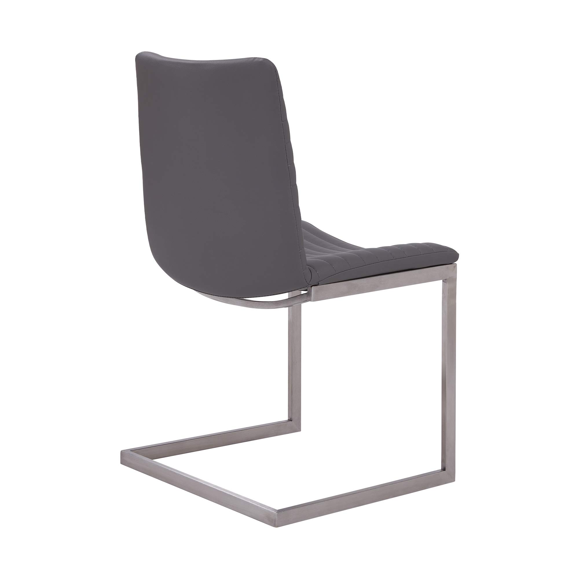 Armen Living April Contemporary Faux Leather Dining Chairs - Set of 2, 17.5