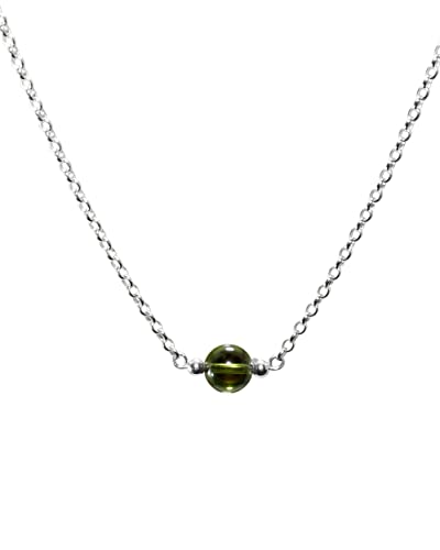 Custom Moldavite Anxiety Relief Necklace - Dainty Minimalist Good Luck Pendant with Positive Energy & EMF Protection - 925 Sterling Silver Healing Crystal Jewelry for Empaths, Meditation & Spiritual Healing