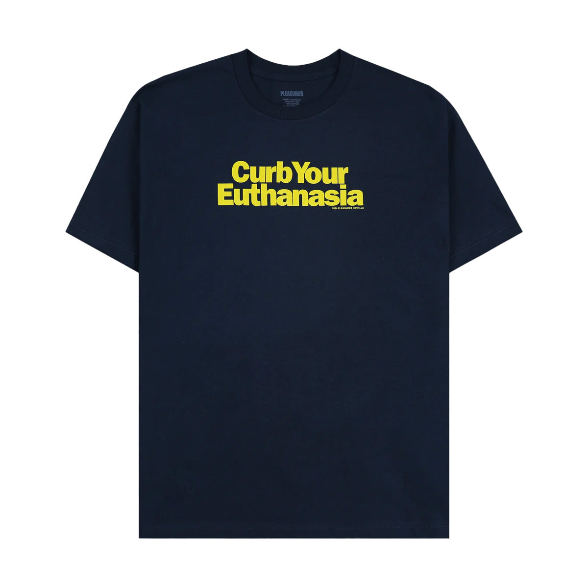 Pleasures Curb Tee - Navy Blue Cotton T-Shirt for Men | Streetwear Fashion | Casual Wear & Everyday Outfits
