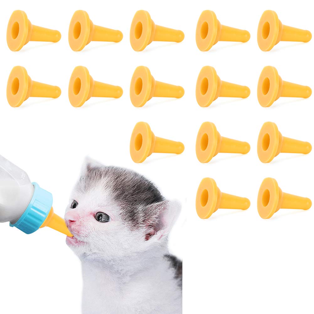 TOPINCN 15-Piece Pet Feeding Bottle Nipples - Soft Silicone Replacement Teats for Cats & Dogs - Safe Nursing Bottle Accessories for Newborn Puppies & Kittens - Perfect for Hand-Feeding Orphaned Pets and Weak Animals