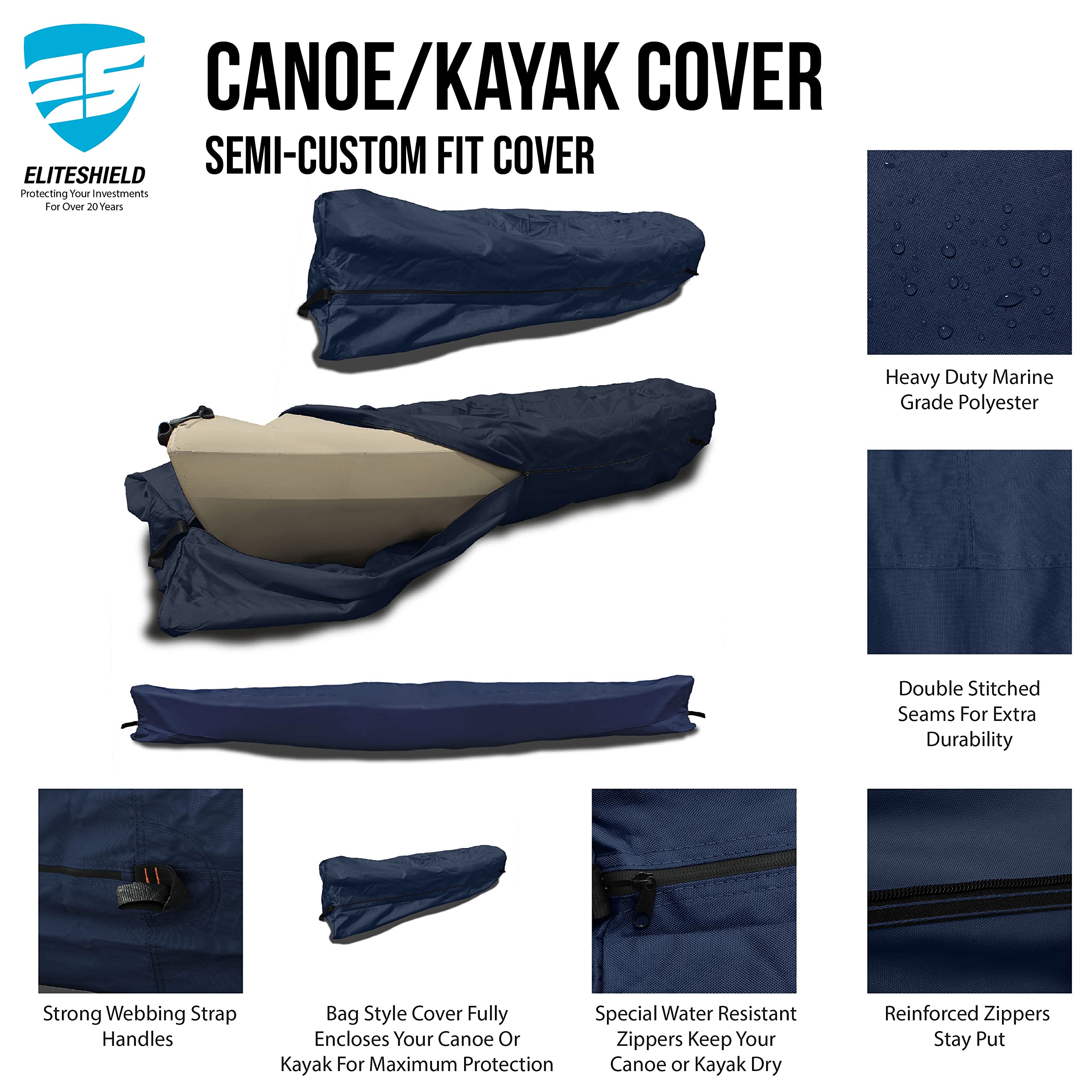 **Waterproof UV-Resistant Canoe & Kayak Cover - Marine Grade Polyester Storage Cover for 11ft-12ft Boats (106