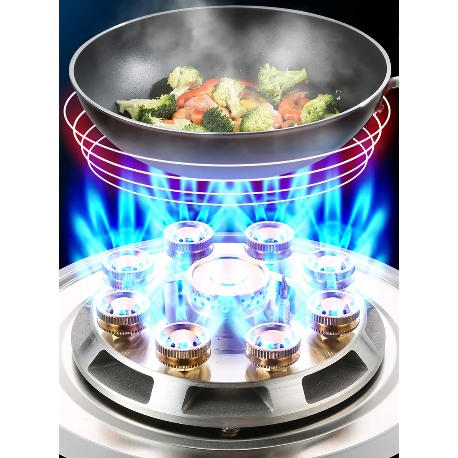 33CM Gas Stove for Kitchen - Built-in/Desktop Gas Hob with Flameout Protection & Pulse Ignition | Non-Slip Cast Iron Burner Ring | Ideal for Cooking, Boiling, Frying & Warming | Perfect for Home, RV & Outdoor Use