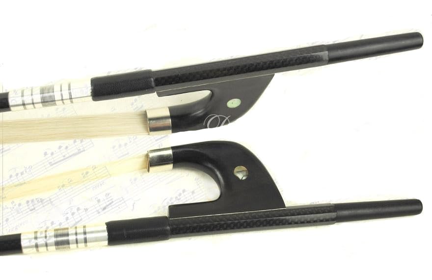 Premium D Z Strad #2603 Carbon Fiber Braided Bass Bow - German Style 4/4 Size for Professional Musicians & Orchestra Performances