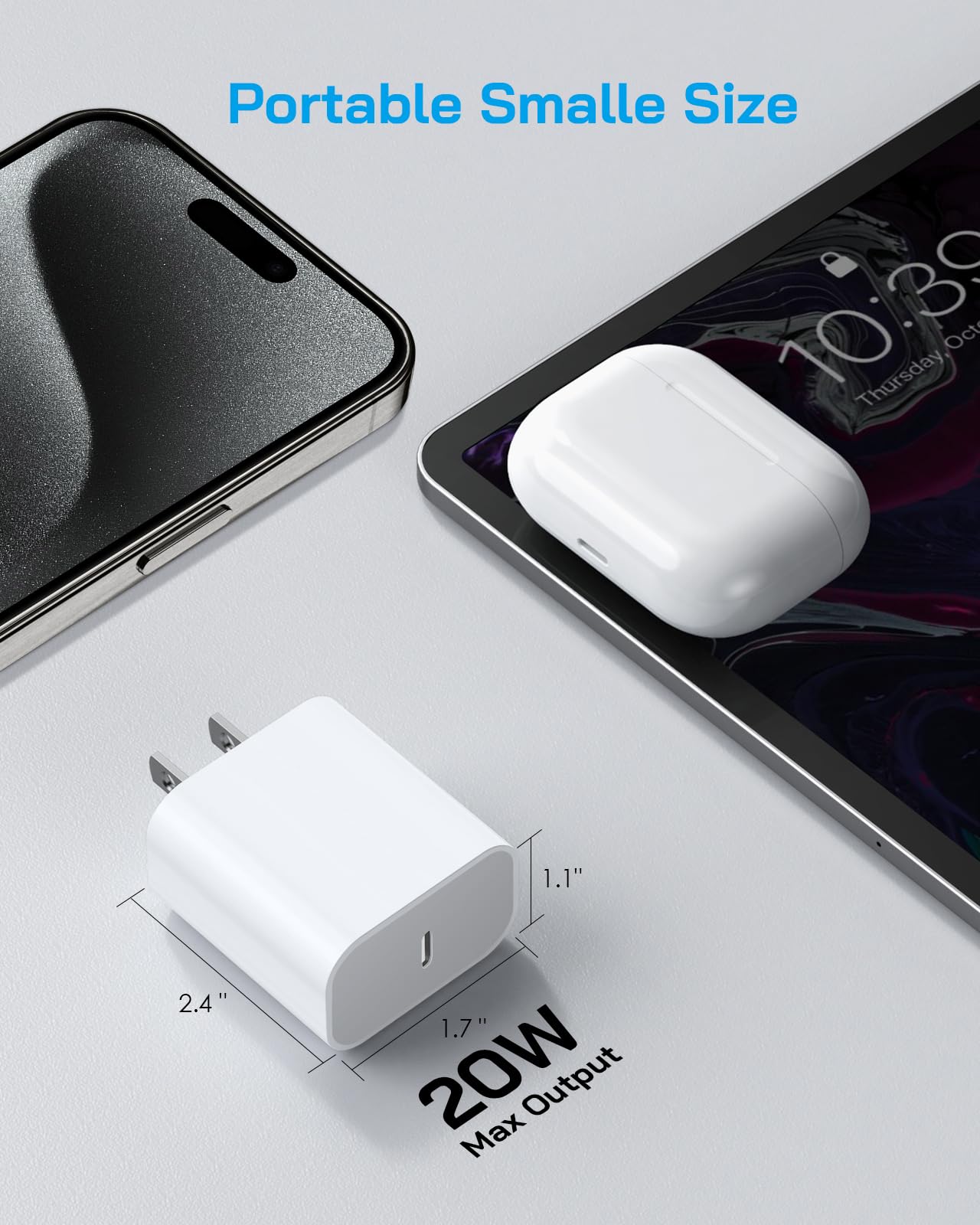 20W USB C Fast Charger for iPhone 16/15 Series - 6FT Type C to C Cable Included - Compatible with iPhone 16/16 Plus/16 Pro Max/15 Pro Max/15 Plus - Perfect for Home, Office & Travel Charging