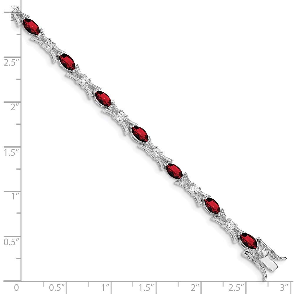 925 Sterling Silver Garnet & Cubic Zirconia Bracelet for Women - Elegant Fine Jewelry Gift for Her (7 Inch) - Perfect for Anniversaries, Birthdays & Special Occasions