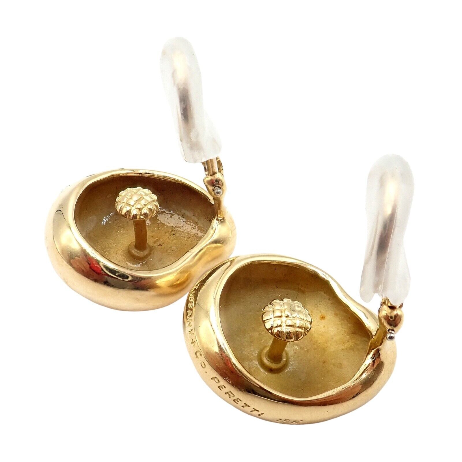 Authentic Tiffany & Co Peretti 18k Yellow Gold Extra Large Thumbprint Earrings - Luxury Gold Hoop Earrings for Women, Perfect for Weddings, Parties & Special Occasions