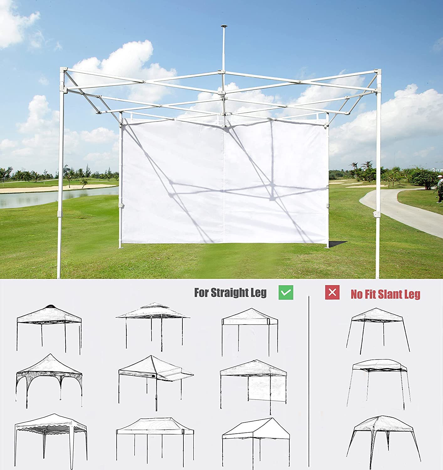 SCOCANOPY Side Wall for 10x10 Pop Up Canopy Frame - 1 Pack White SunWall for Outdoor Events, Parties & Beach Protection