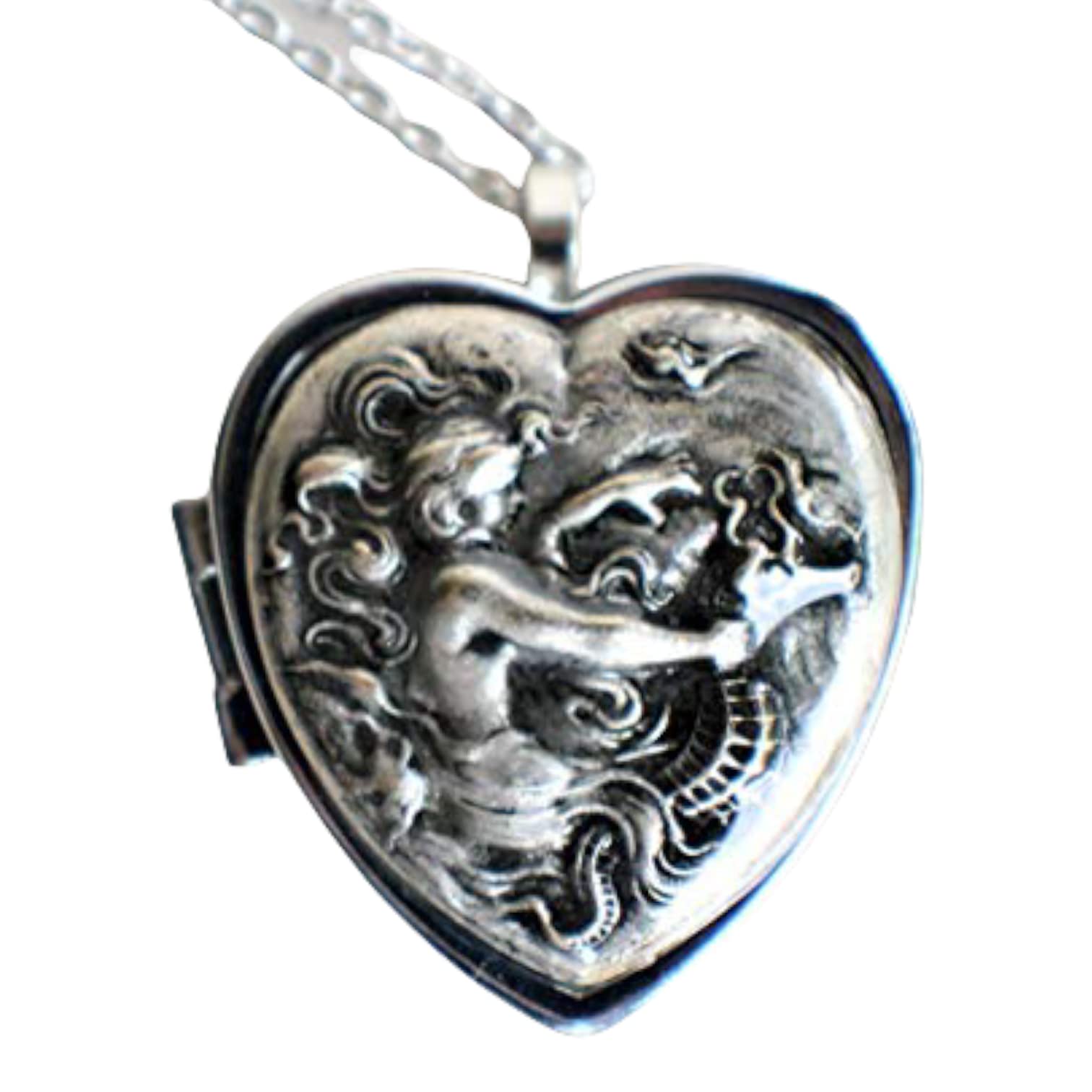 Enchanted Mermaid Music Box Locket Necklace - Romantic Jewelry Gift for Women, Girls - Perfect for Birthday, Anniversary, Valentine's Day & Beach Vacations