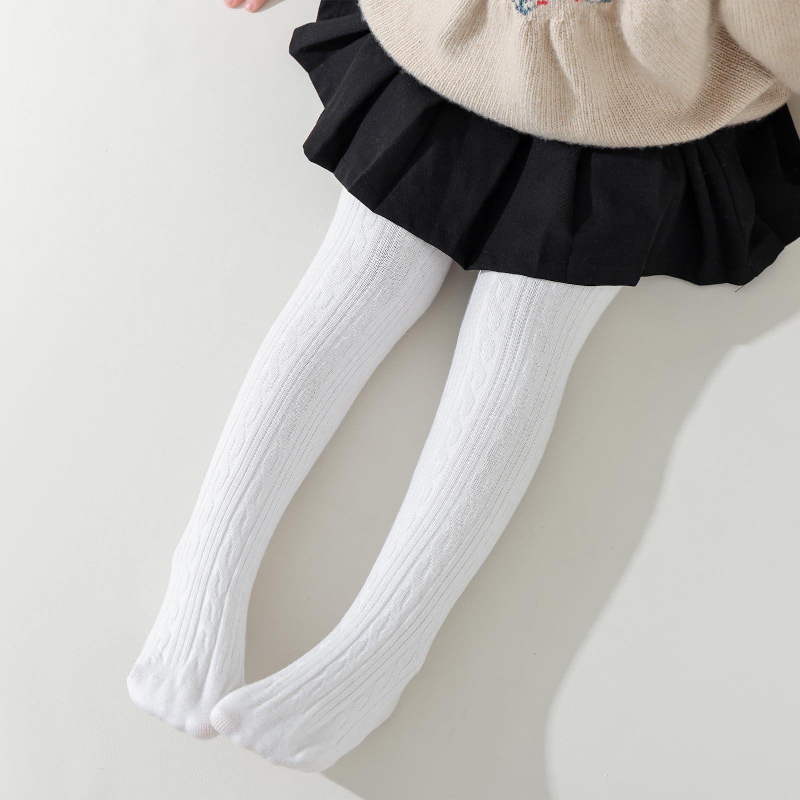 Jormatt Baby Girls Seamless Thick Cotton Cable Knit Tights & Leggings - Soft Winter Stockings for Toddlers 0-6 Years | Playtime, Daycare & Cold Weather Outfit Essentials