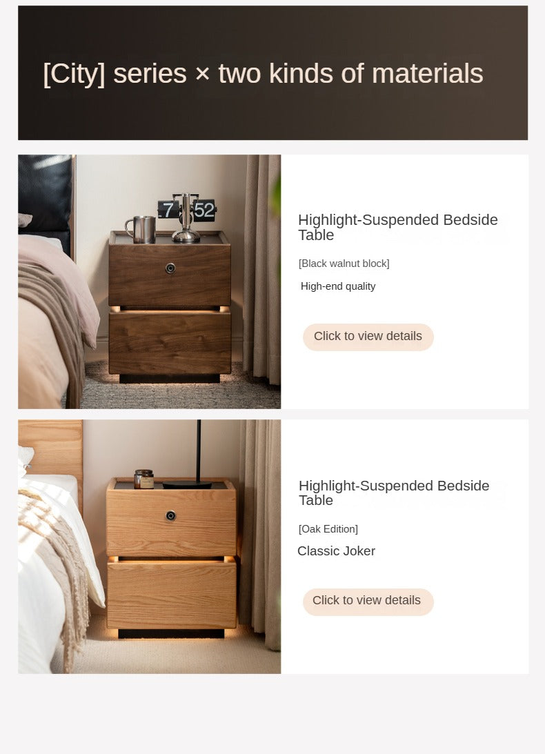 Premium Black Walnut Solid Wood Nightstand with Drawer - Modern Bedside Table for Bedroom, Living Room & Office - Durable Multi-Functional Storage Furniture