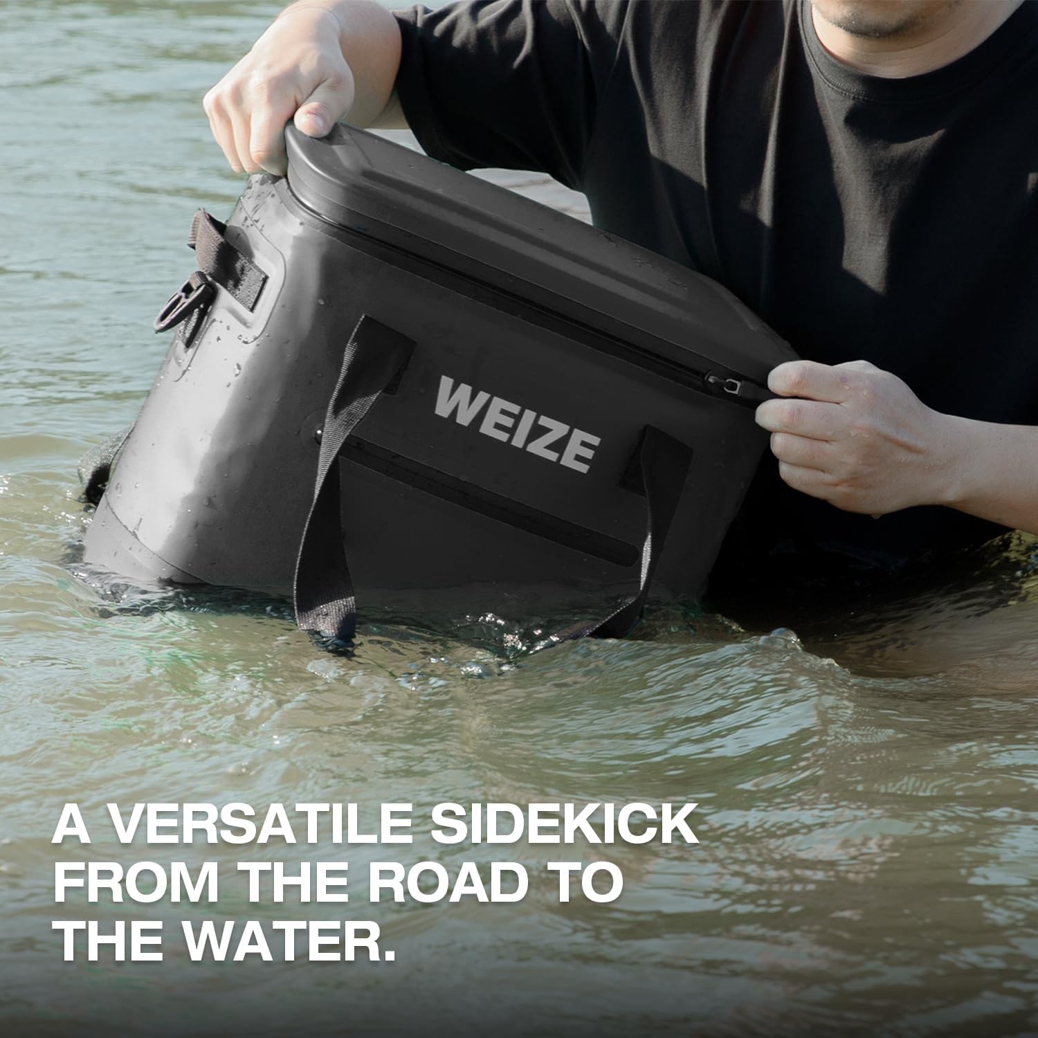 WEIZE 24 Can Soft Cooler - 15L Insulated Leak Proof Floating Ice Chest with Heavy Duty Zipper, Portable Lunch Bag for Camping, Beach, Picnic & Outdoor Activities