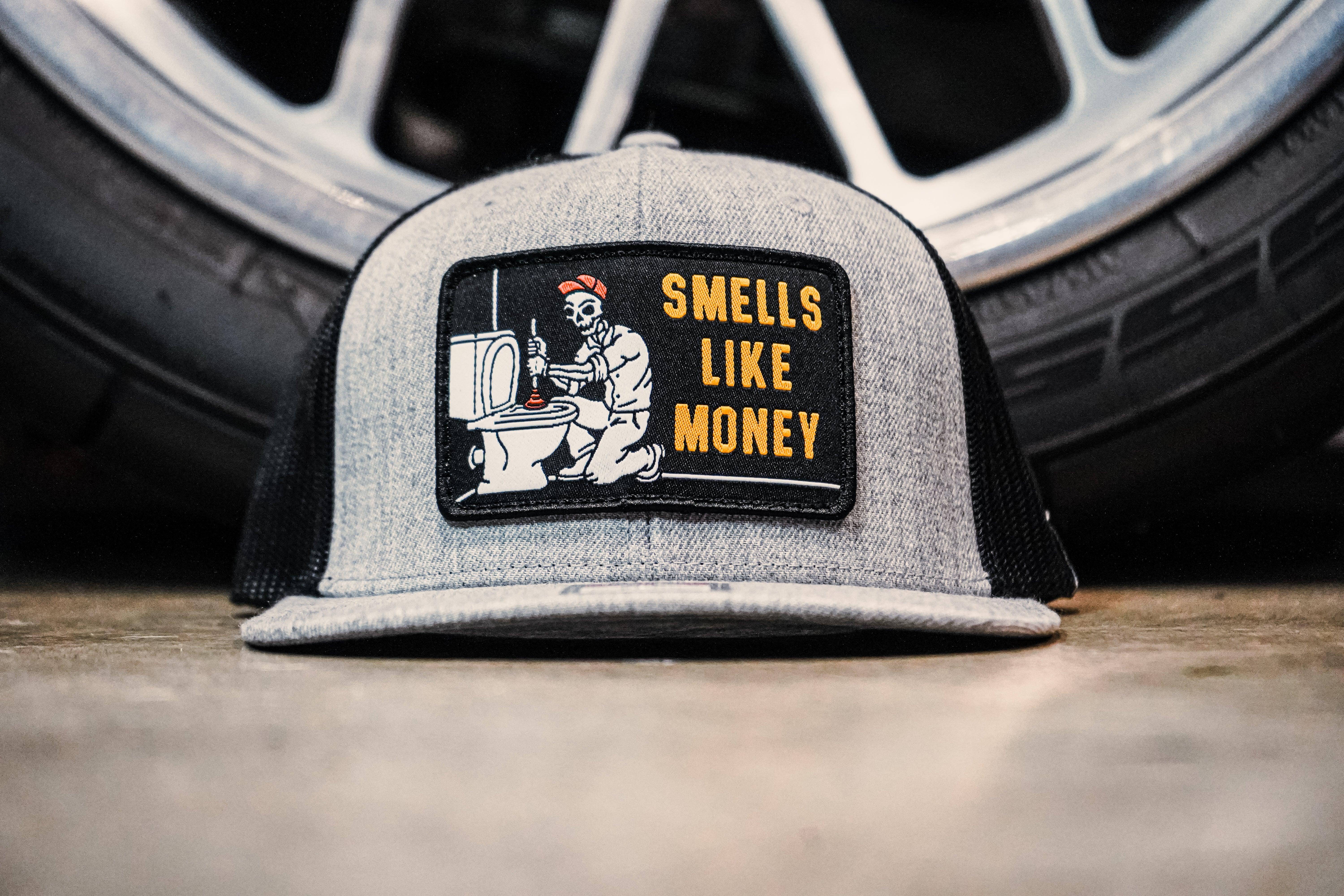 Smells Like Money Meshback Cap - Grey & Black Adjustable Baseball Hat for Men & Women | Perfect for Outdoor Sports, Casual Wear & Street Fashion